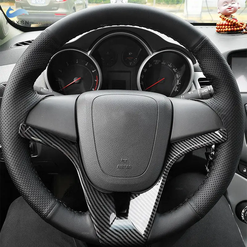 For Chevrolet Cruze 2009-2014 Aveo 2011-2014 Orlando 2010-2015 Ravon R4 2016-2018 Car Steering Wheel Black Leather Cover Trim