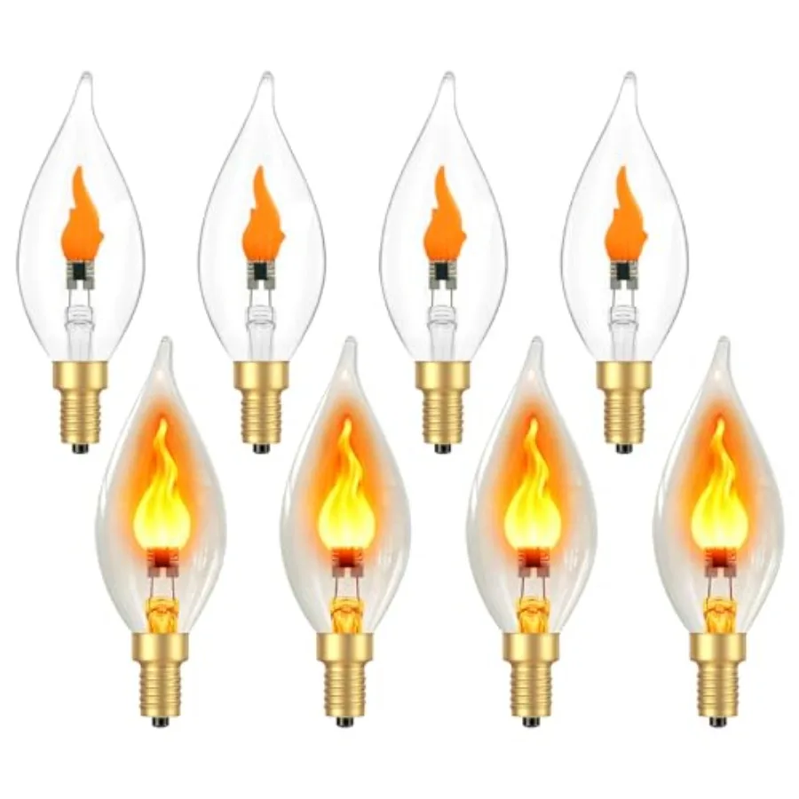 

Flame Light Bulbs E12 Candelabra, Realistic Flickering LED Fire Light Bulb, Flicker Bulb for Lantern Lamp Chandelier, Halloween