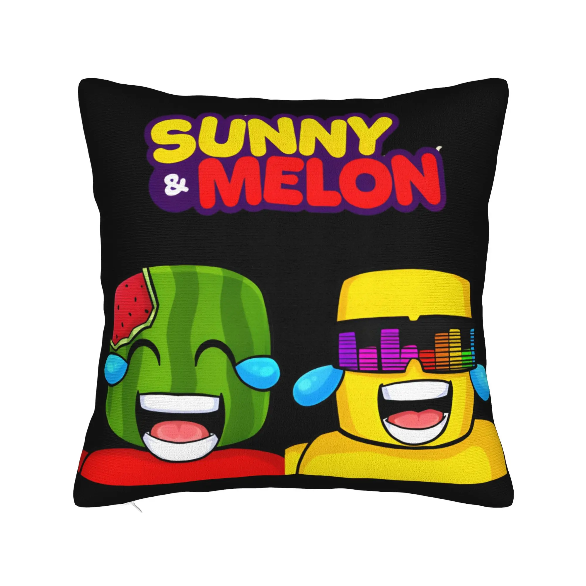 Sunny And Melon Laughing Crying Cartoon Portrait Pillow Case  Comfy Pillow Cover Funny Pillowcases For Chair Sofa Home Decor