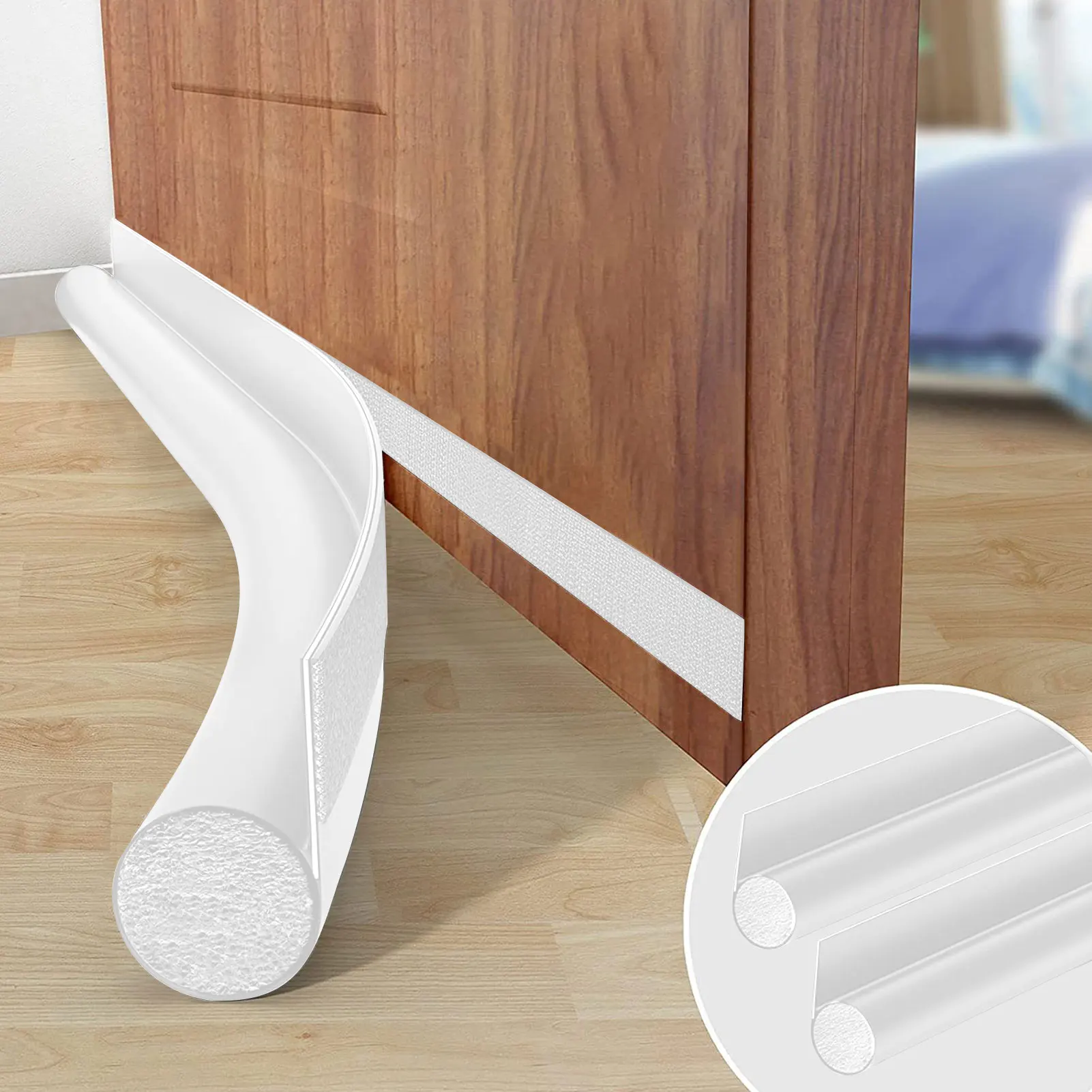 Door Bottom Seal White Door Draft Blocker Door Sweep Weather Stripping Draught Excluder Rubber Draft Stopper Under Door Soun