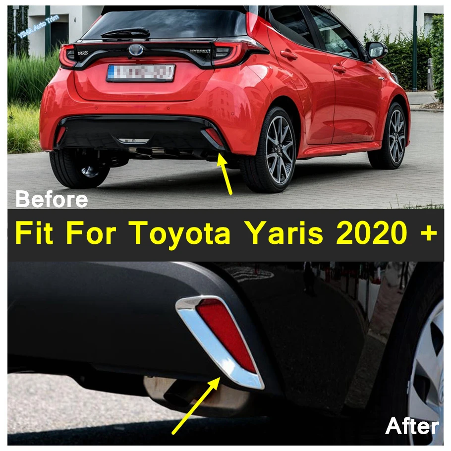 

Chrome Rear Back Fog Lights Lamps Foglight Molding Decor Frame Cover Trim Exterior ABS Accessories For Toyota Yaris 2020 2021