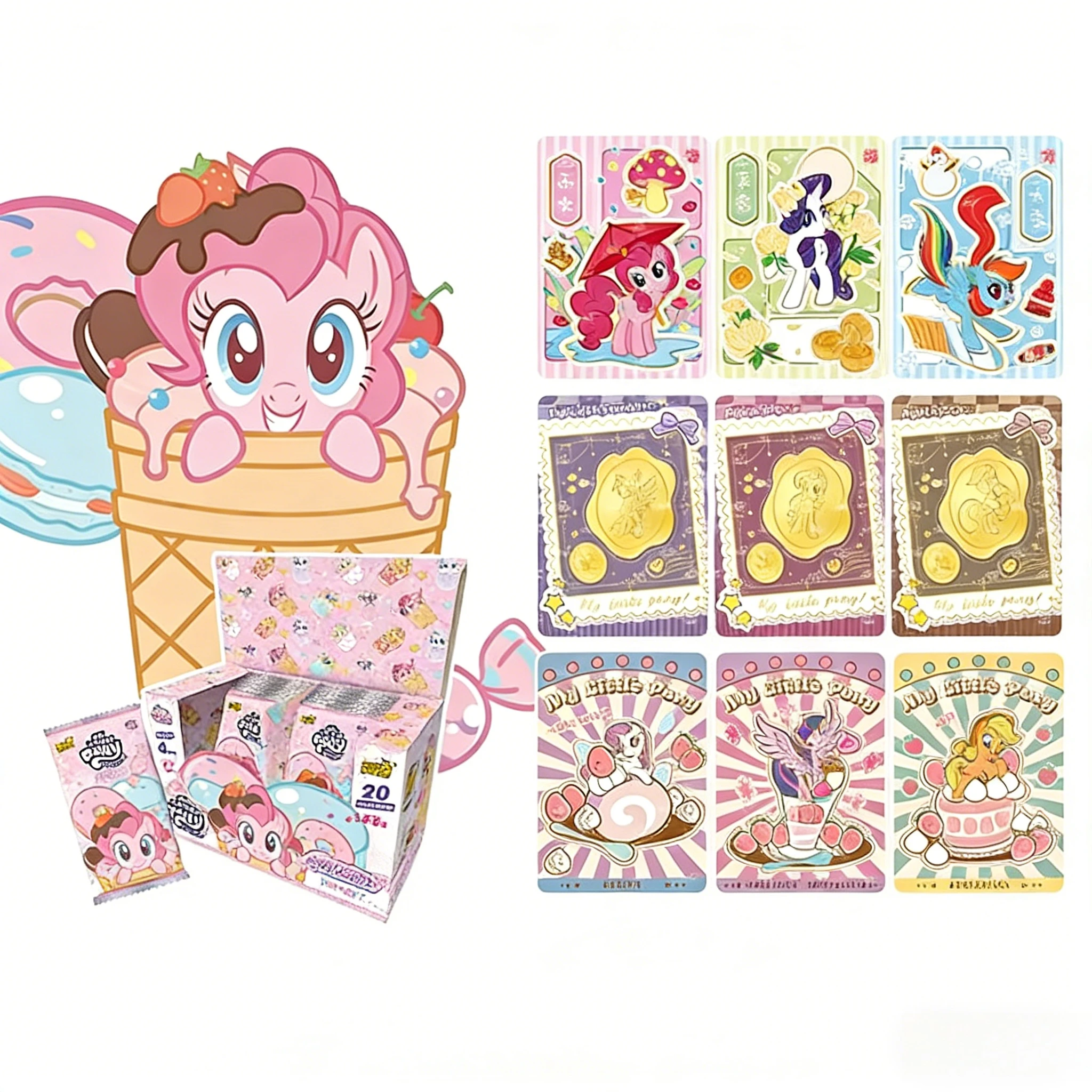 

Официальные блестящие карточки KAYOU My Little Pony с Пинки Пай, набор стикеров «Сладкие сны», коллекционные аниме-карточки и стикеры для детей