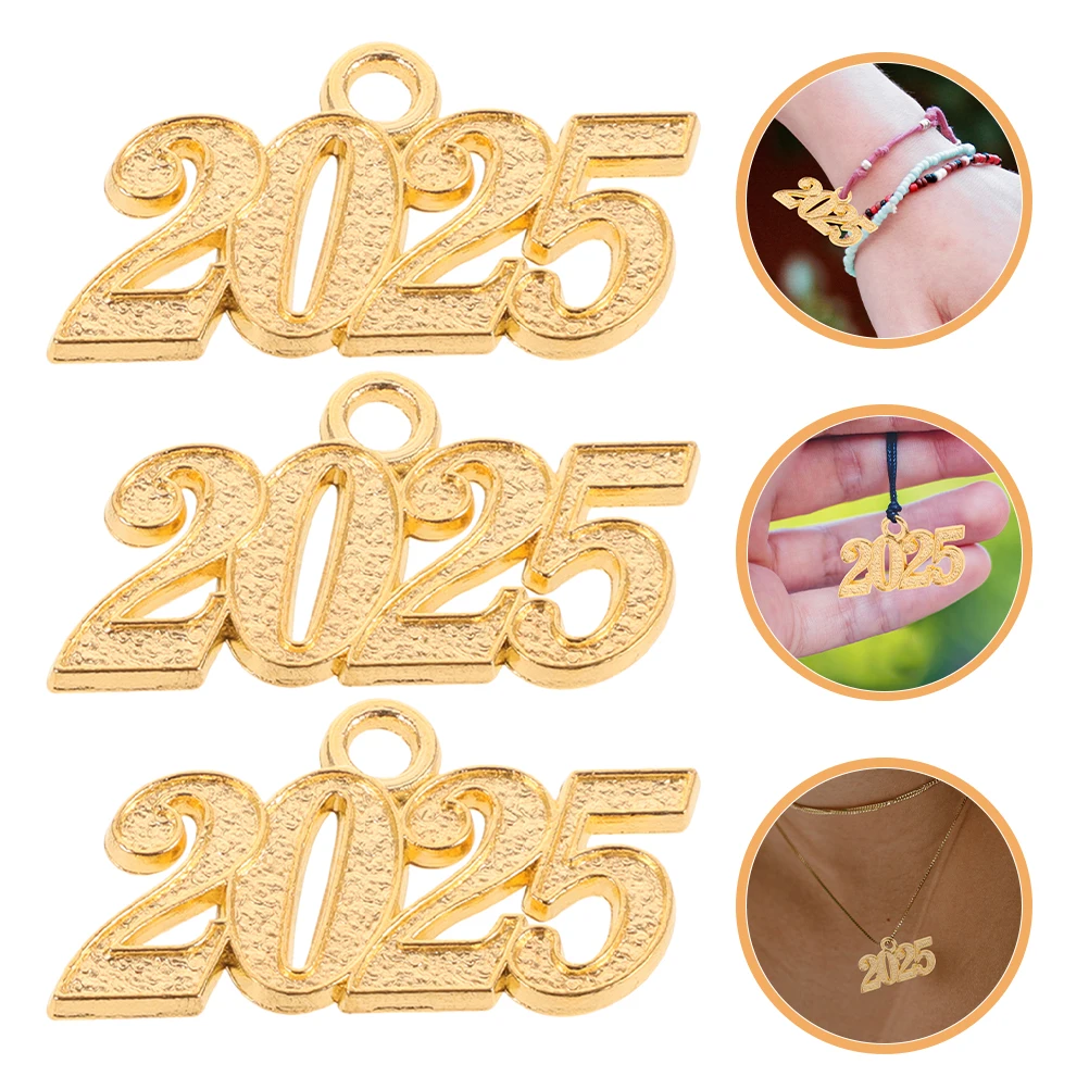 20 stks 2025 Metalen Nummer Charms DIY Ketting Armband Sieraden Maken Hanger Afstuderen Cap Kwastje Charms