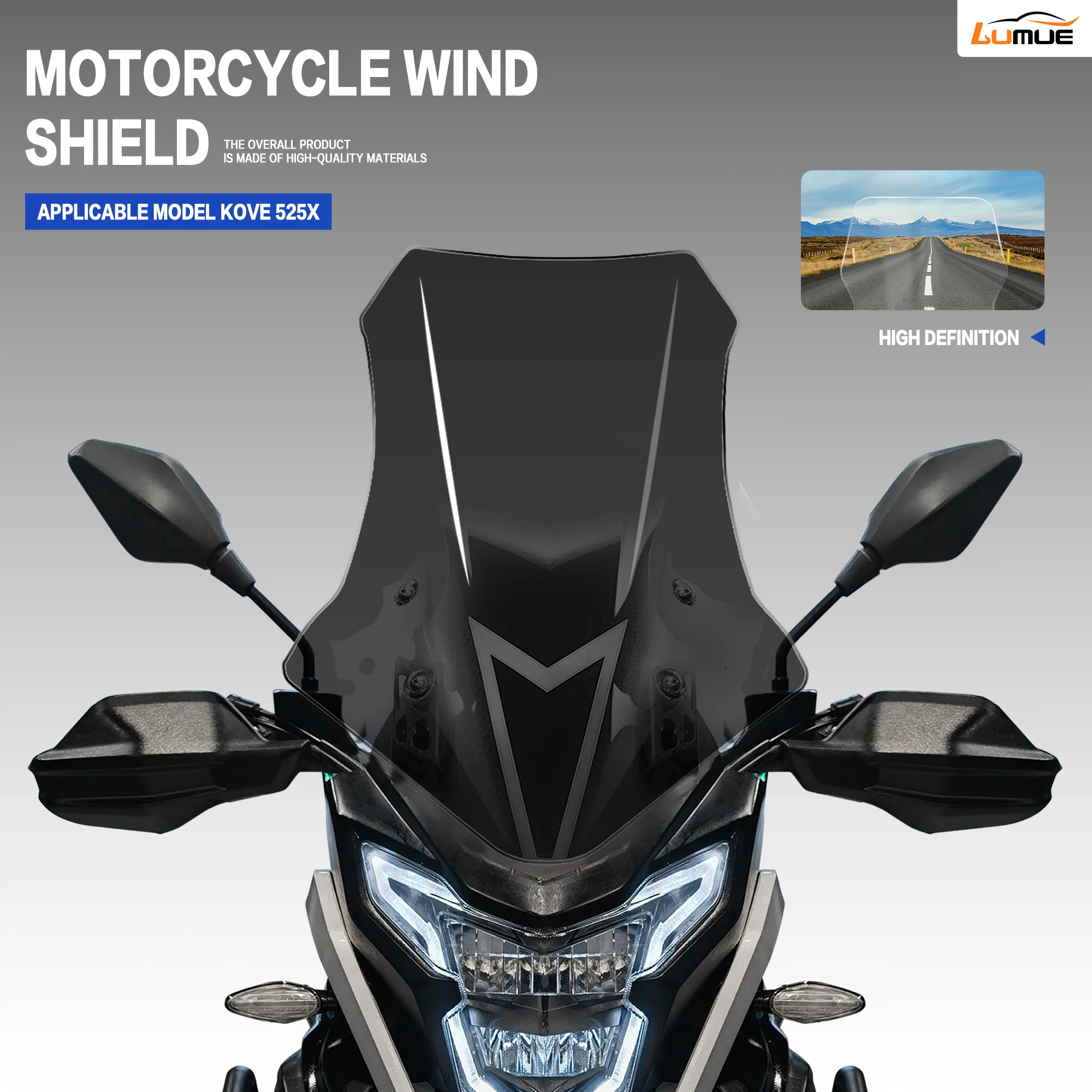

For Colove Kove 510X KY510X KY510 X ADV Motorcycle Sport Windscreens Windshield Wind Deflectors Viser Visor Gray