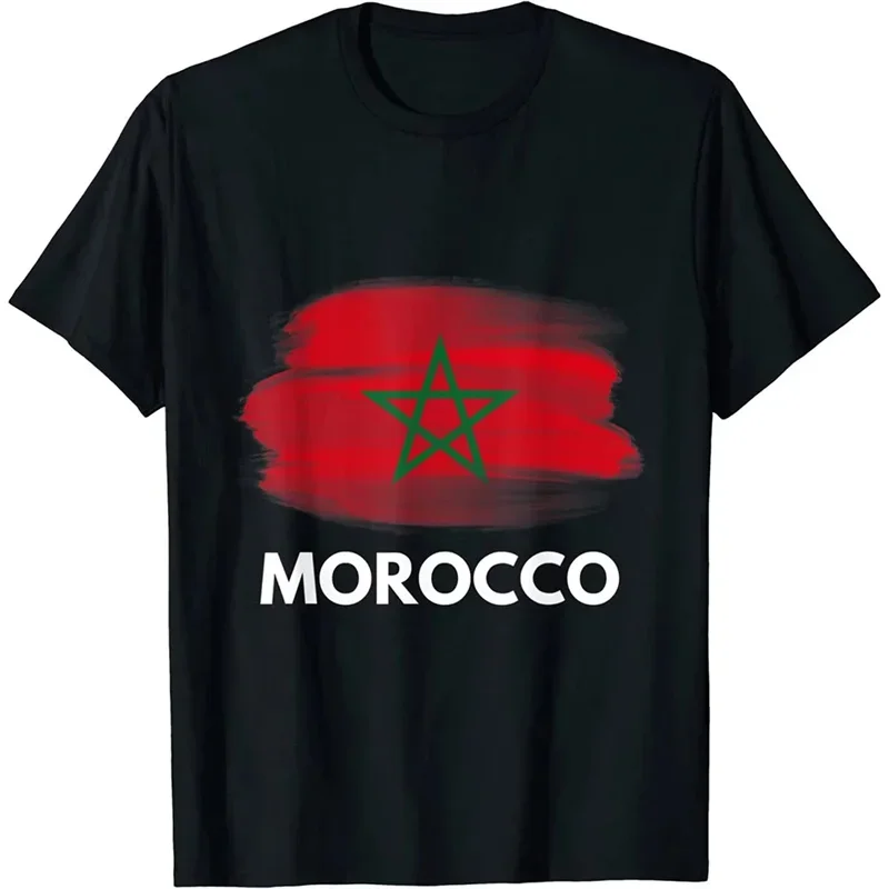 Customization Morocco Flag Emblem Graphic T Shirt For Men 3D Printed Football Sports Moroccan T-Shirts Round Neck Short Sleeve T