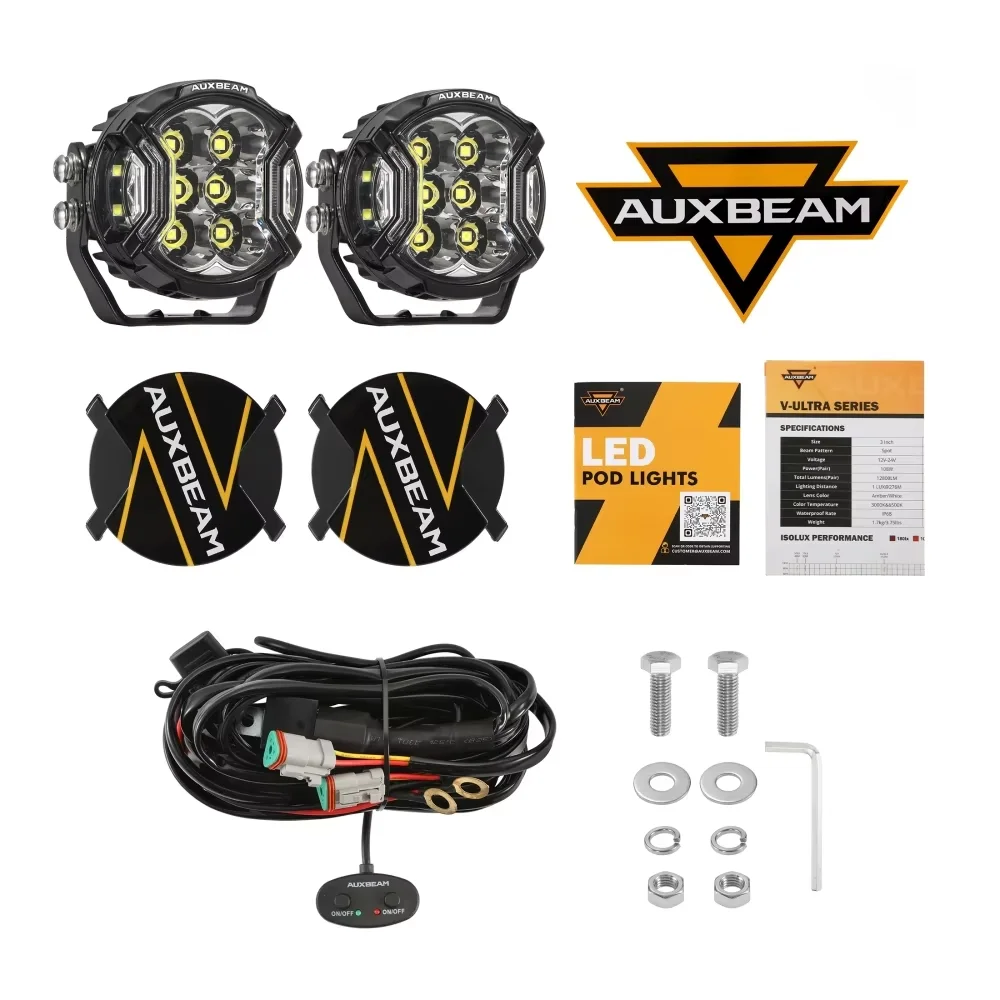 AUXBEAM LED ドライビングライト 3/5/7 インチ スポットフラッドコンボ