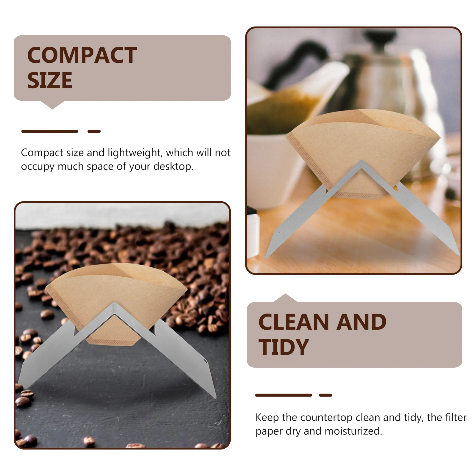 Coffee Filter Holder Dripper Funnel Stainless Steel Sharpener Storage Paper Stand Rack Filtering Bracket