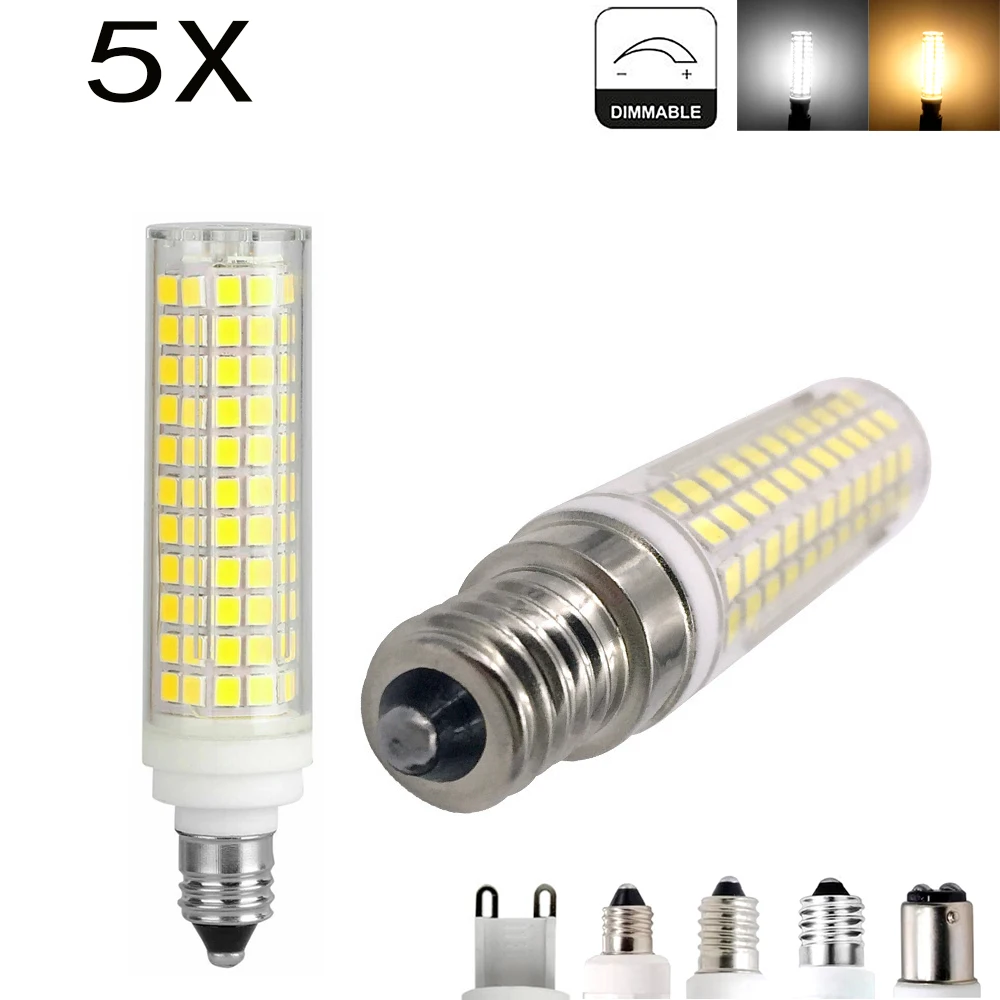 5PCS Dimmable LED Bulbs 15W 136LEDs E14 Bulb Lamps Corn Nan Lamp 220V Cool White 2835 Smd For Home Lighting Decoration Bedroom