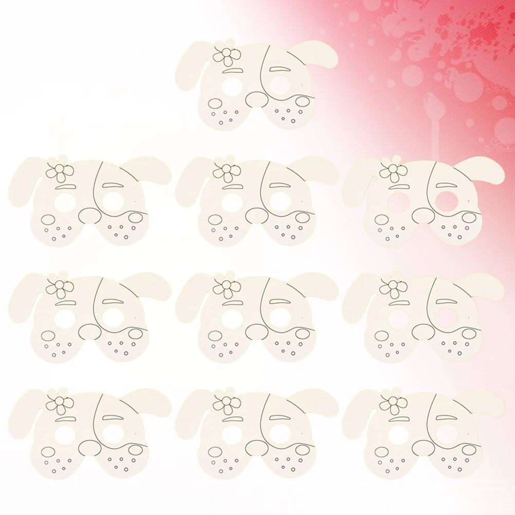 10 sztuk DIY biały zarodek maska papierowa śmieszne DIY kolorowy rysunek maska dla psa kreatywne DIY kolorowe napełnianie obrazów formy DIY puste