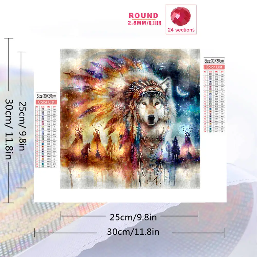 Evershine Wolf Diamond Mosaic Animal DIY Full Square Round Diamond Embroidery Dog New Arrival Painting Handmade Hobby