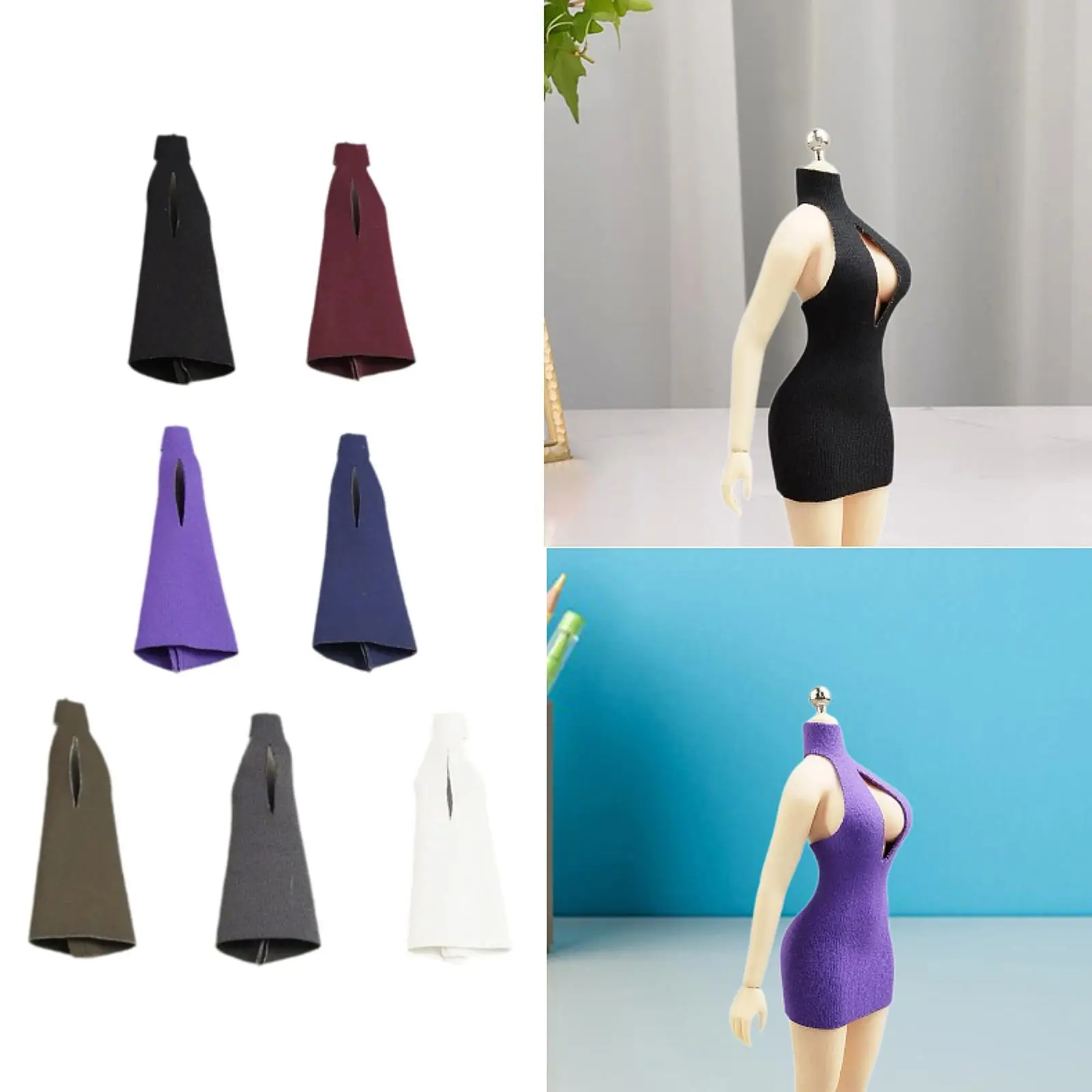 1/12 escala figura de ação roupas mini vestido tecido bodycon roupas em miniatura boneca traje para 6 "bonecas femininas figuras corpo