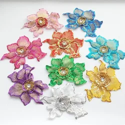 Embroidered Sequin 3D Flower Rhinestone Patch Sewing Floral Fabric Lace Trim Mesh Applique Wedding Gown Dress Clothes Decor DIY
