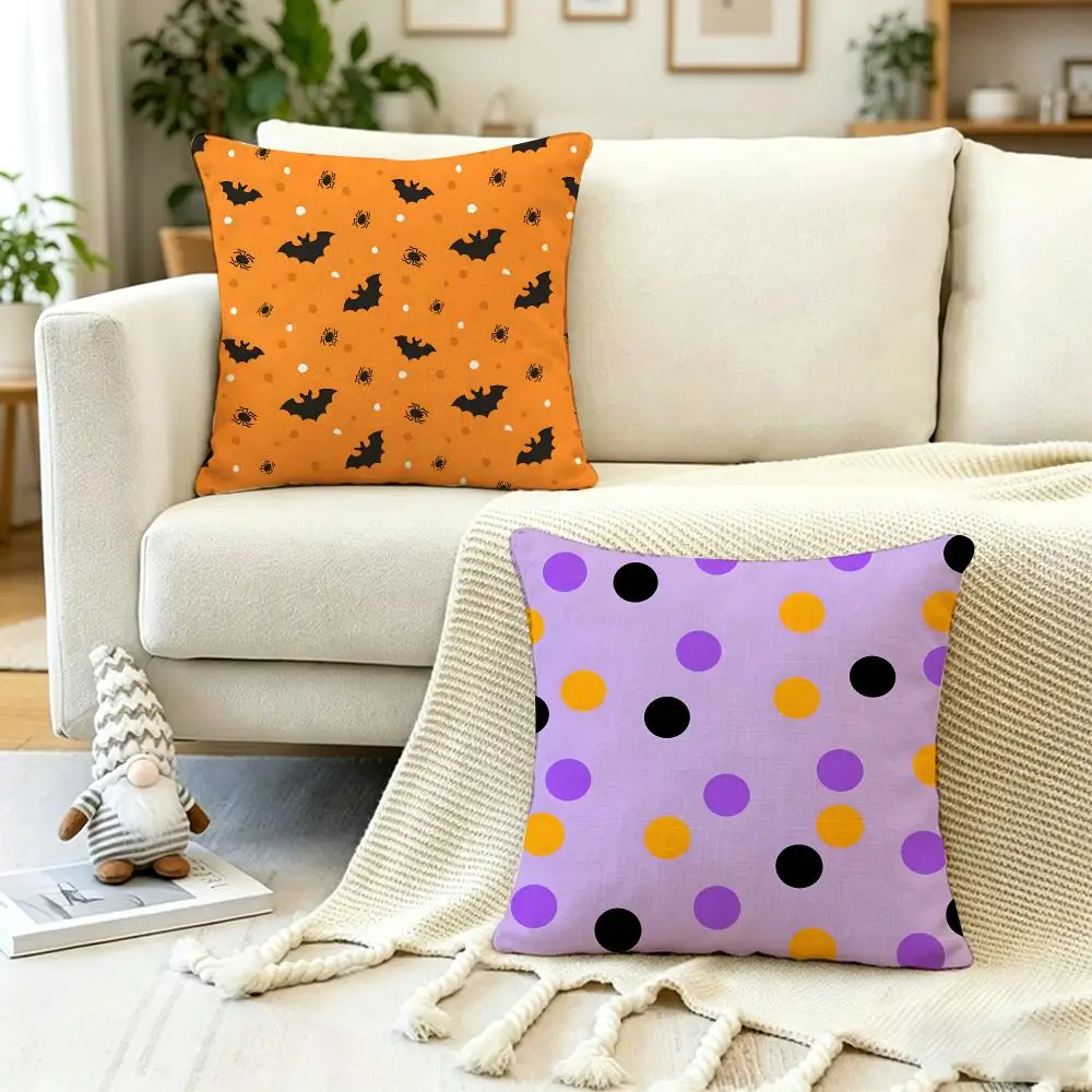 H-Halloween Seamless Cushion Cover Anti-dustmite Pillowcase Invisible zipper silky short plush Sofa cushion cover