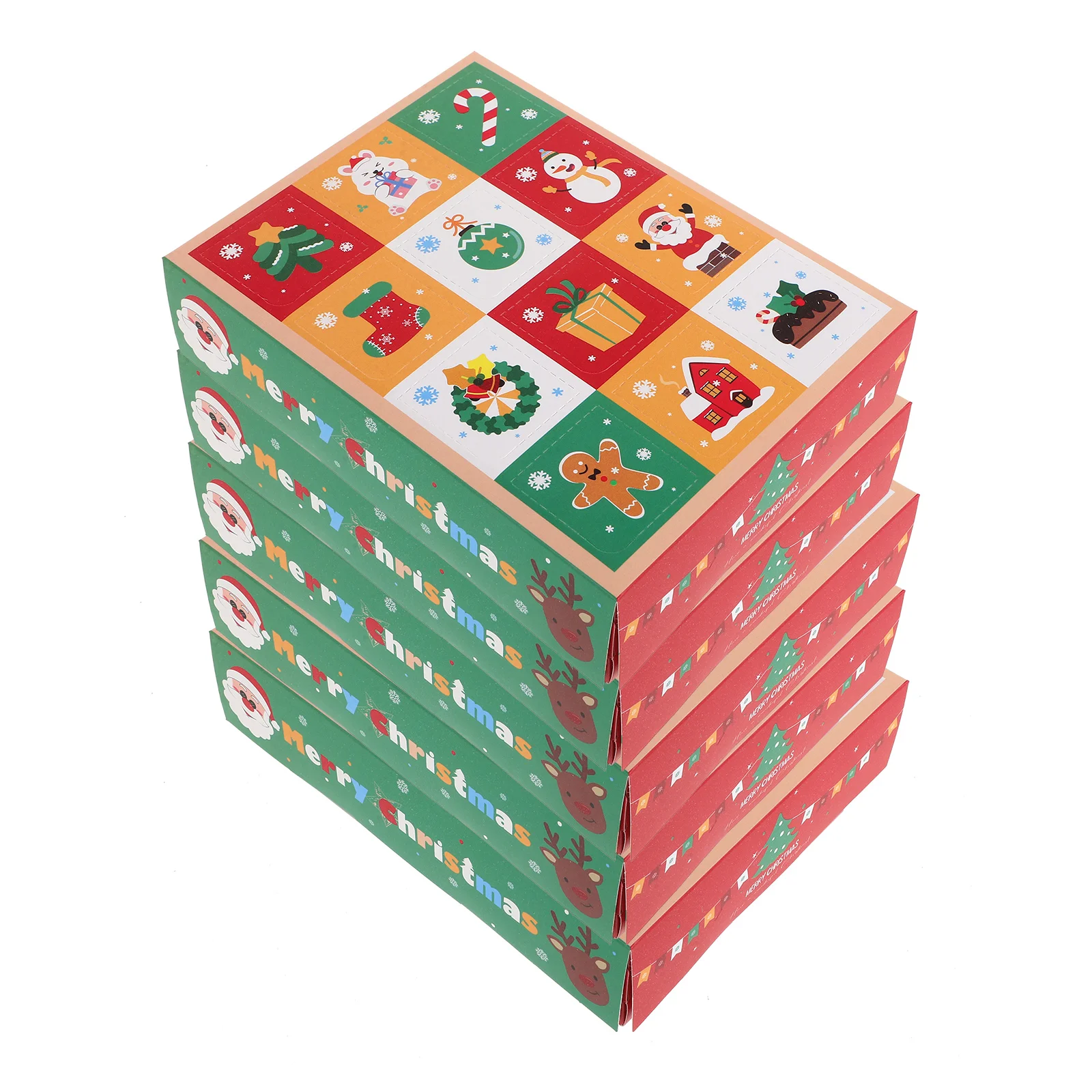 5 Pcs Christmas Gift Box Numbers to Fill 2024 Cookie Boxes Wrapping Paper Calendar Decoration Gifts for Adults Treat