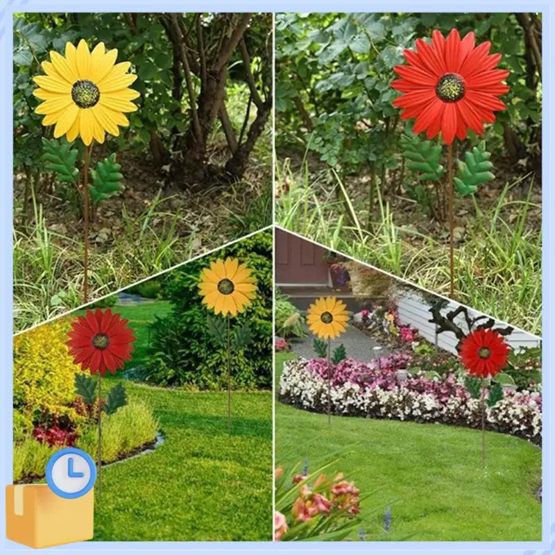 Populaire rode metalen Daisy Garden Stakes Decor, metalen bloemstok buitendecoraties, 3D Daisy Stake Yard Art voor muur gemakkelijk te gebruiken
