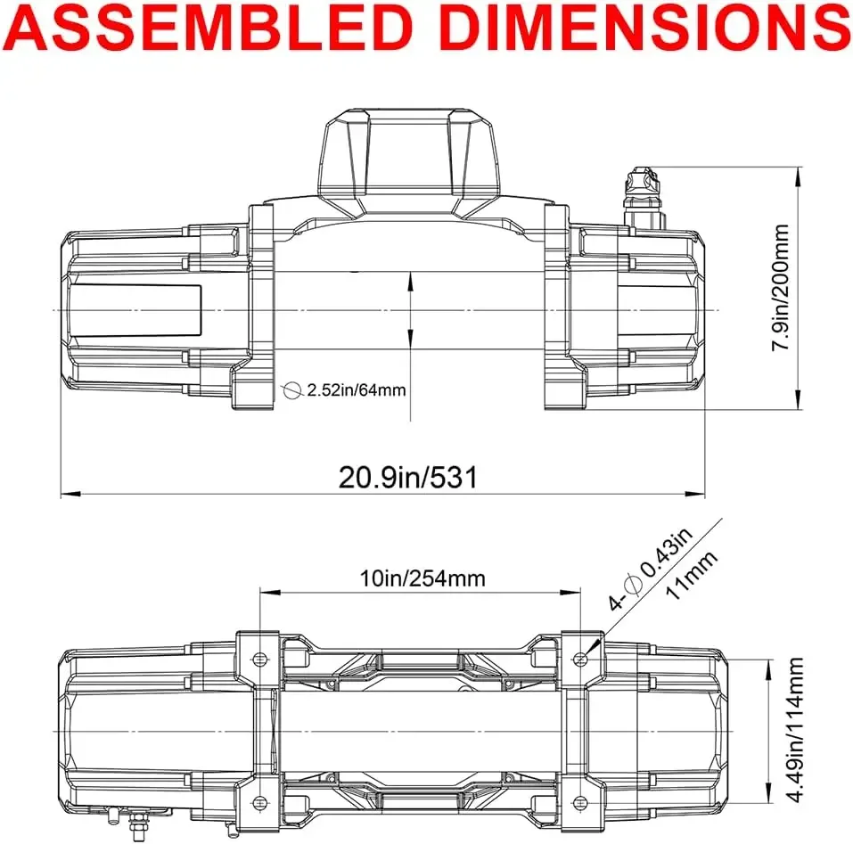 เชือกสังเคราะห์ไฟฟ้ากว้าน12V พร้อมสลักเกลียว hawse 13500lb ใหม่