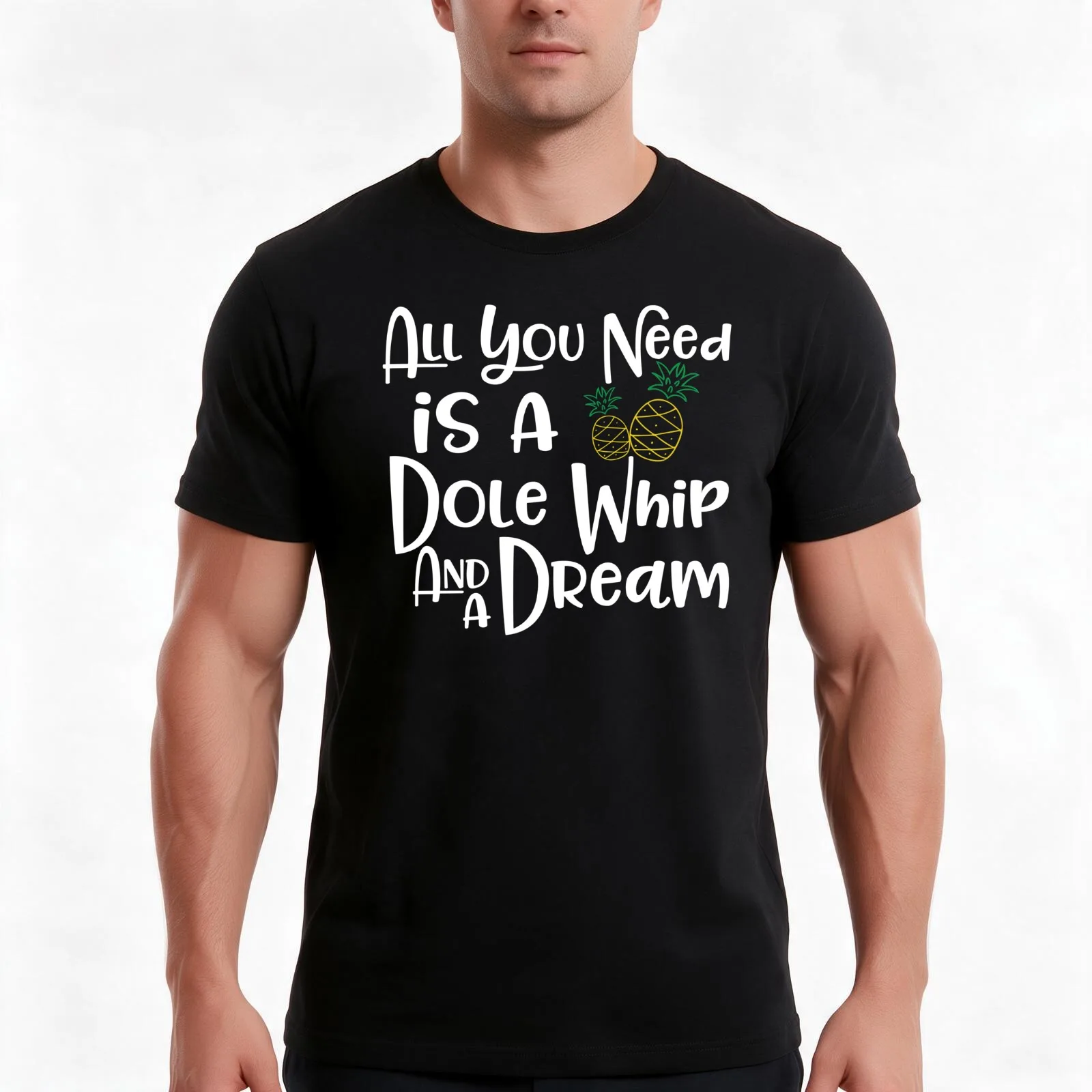 Dole Whip Dreams T-Shirt, Summer Casual Cotton Tee, Oversized Streetwear Tops, Vintage Graphic Print, Loose Fit Short Sleeve