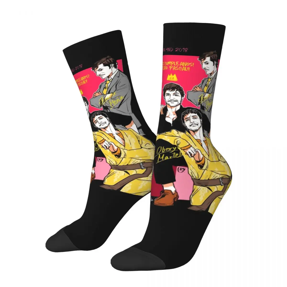 Funny Pedro Pascal Daddy Skateboard Socks Polyester Middle Tube Socks for Women Men Sweat Absorbing