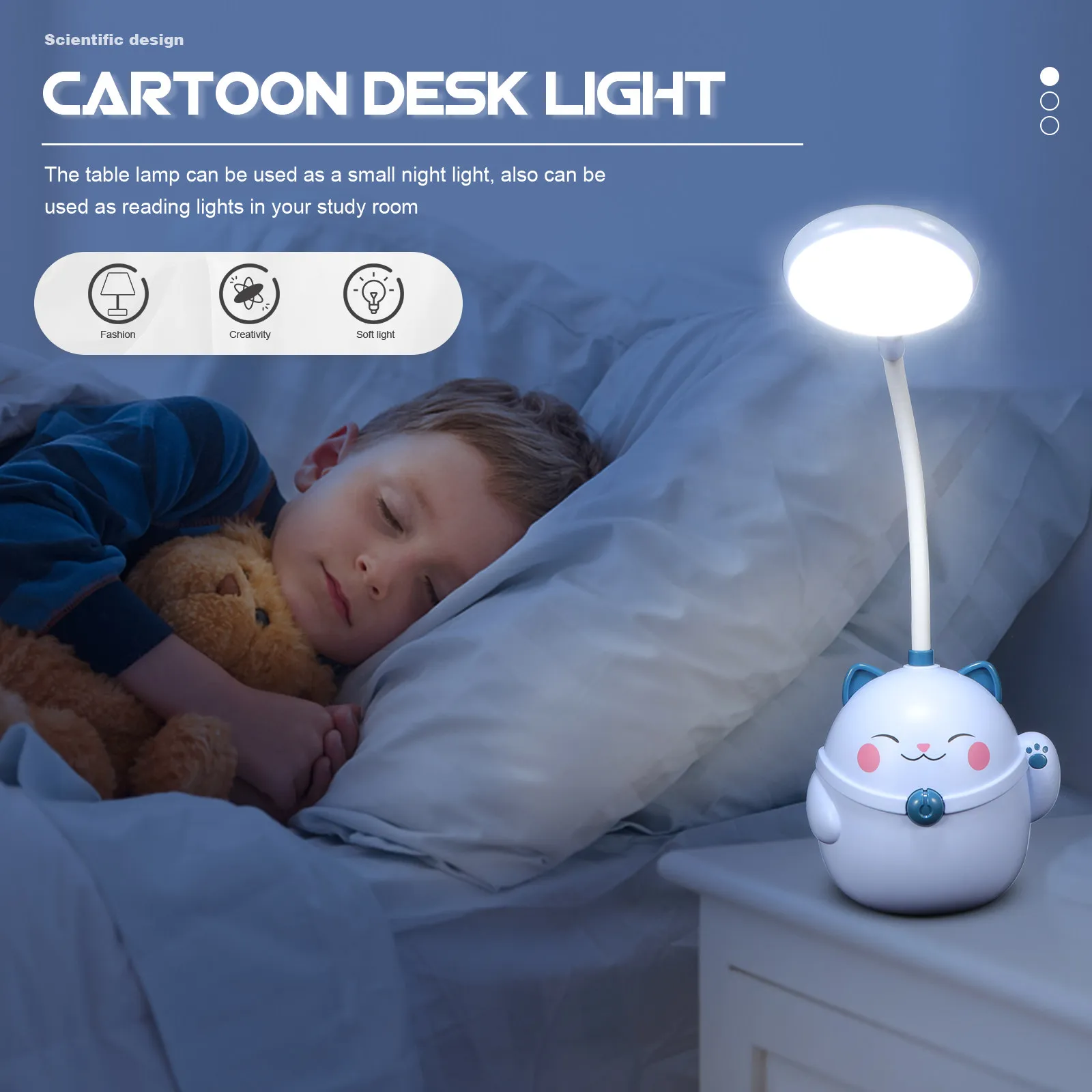 

Светодиодная настольная лампа с USB-зарядкой, защита глаз, светильник для чтения, подставка для ручек в виде кошки, ночник для учебы, для офиса, студентов, спальни