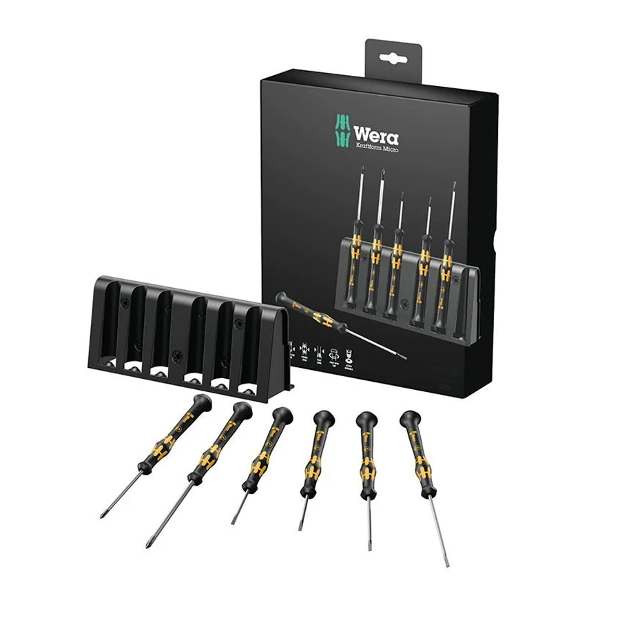 WERA 05030170001 Precision ESD-safe Micro Screwdriver Set 6Pcs and rack for electronic applications 1578A Anti-roll Screwdriver