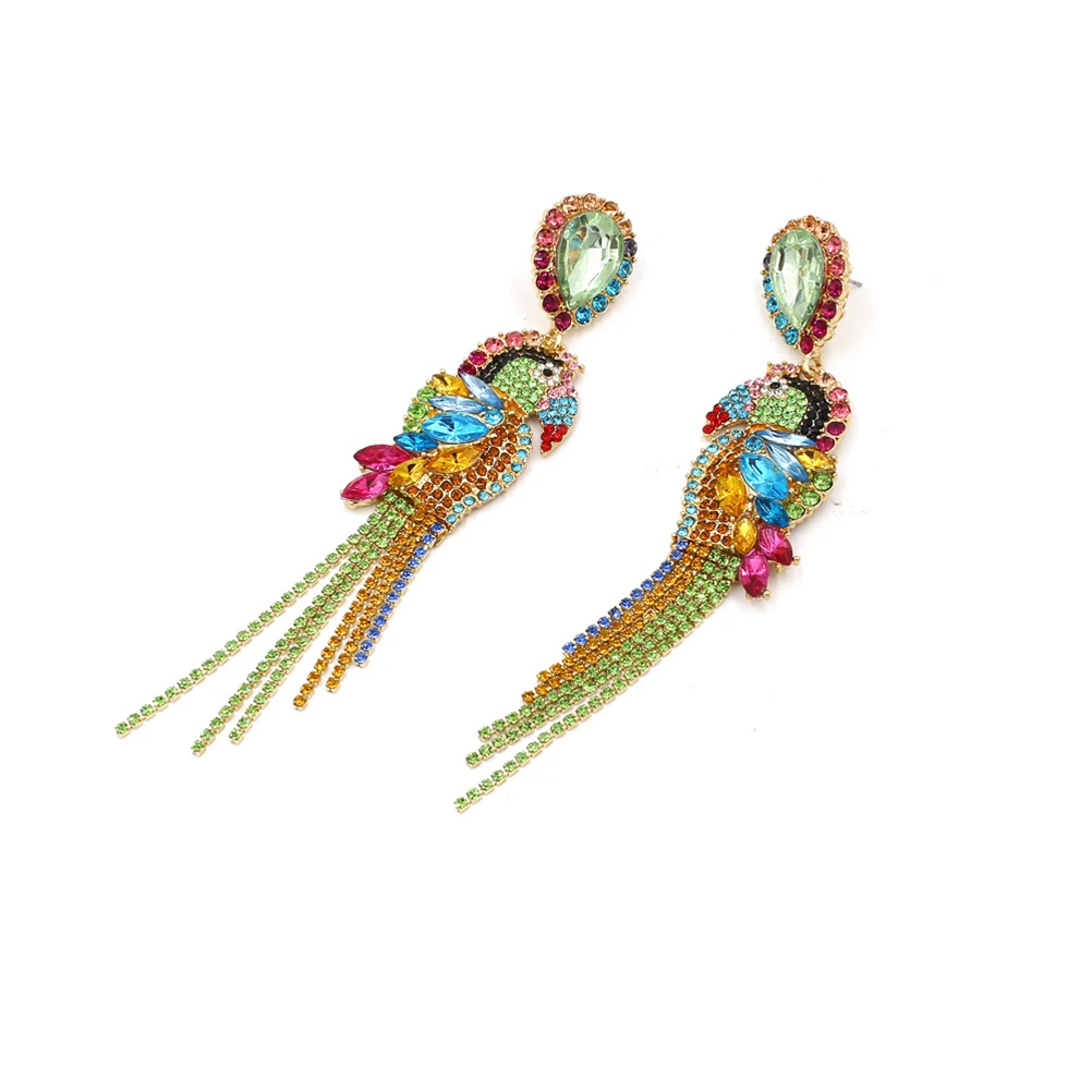 

Rhinestone Tassel Earrings Colorful Stud Dangle Earbob Jewelry Decor Lightweight Gift Women Fashion Accessories