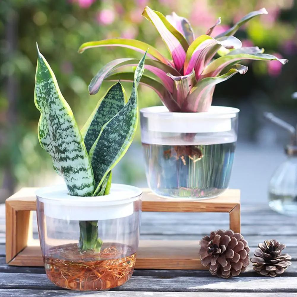 Thick Flowerpot Transparent Self-watering Flowerpot Leakproof Thickened Hydroponic Plant Pot Decorative Window Garden Planter
