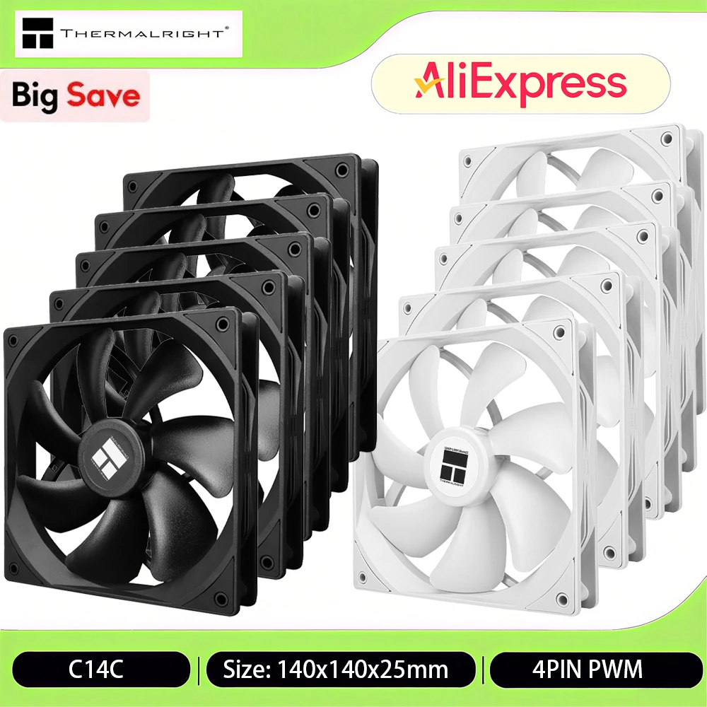 

Thermalright TL-C14C 1/2/3/4/5PCS Computer Case Air Cooling Fan 140mm Pc Fans High Performance/LCP Noise Reduction 4PIN PWM