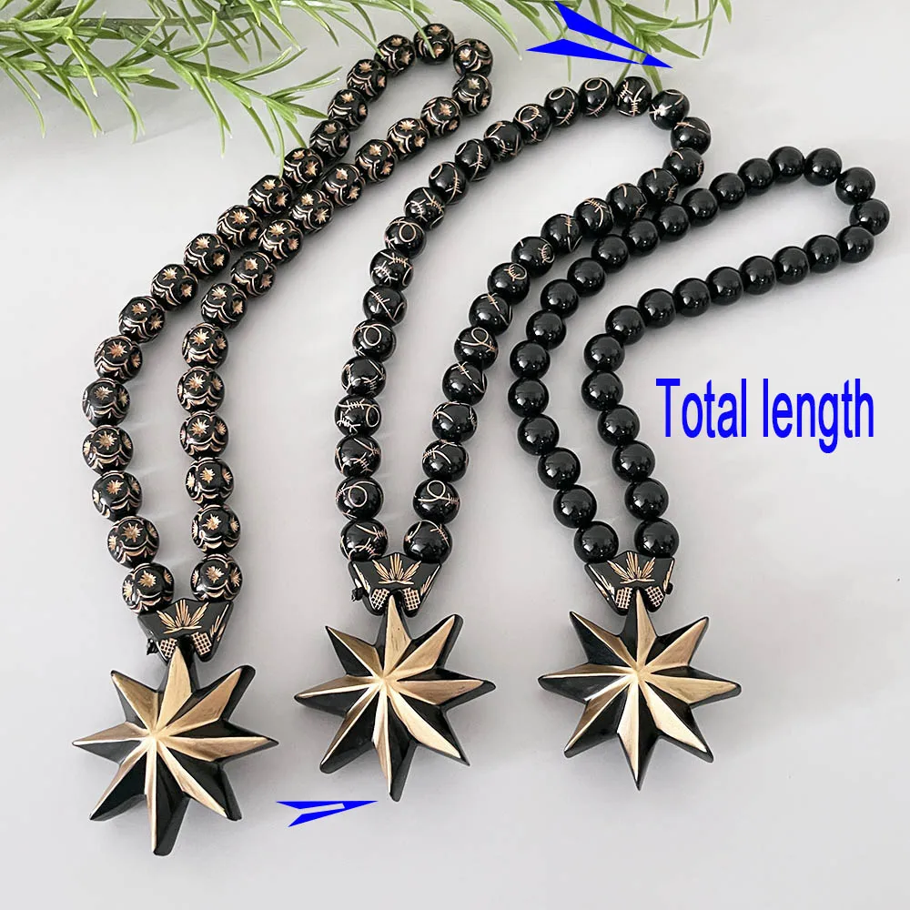 GS68 Octagonal Star Resin Paintings Black Gold Decoration Exquisite Beads Decorate 3D Three-Dimensional Two-Color Car Pendants