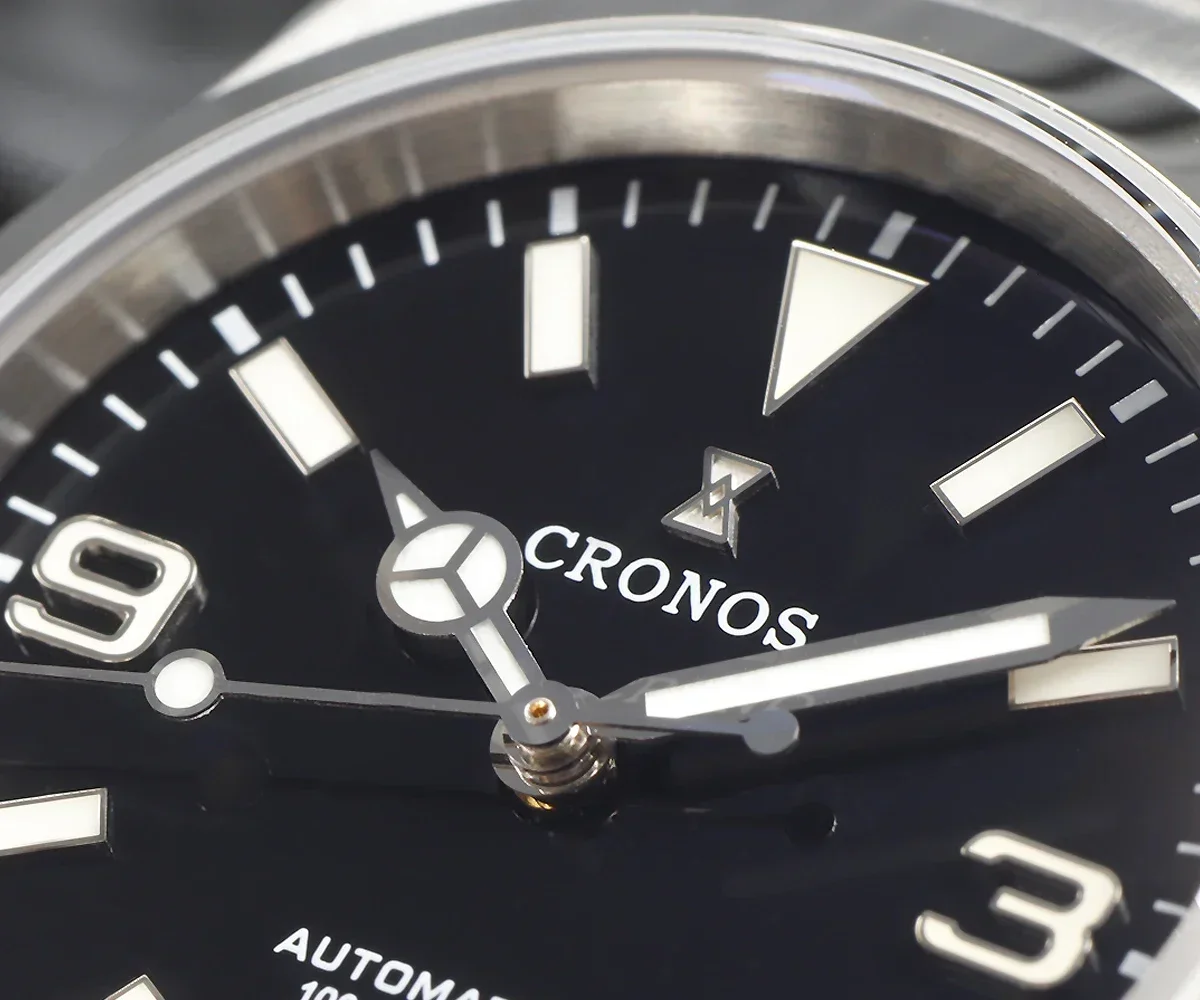 Cronos 36mm EX Watch For Men PT5000 SW200 Movement Automatic Mechanical Sapphire Glass Bushed Bracelet 100M Waterproof L6032