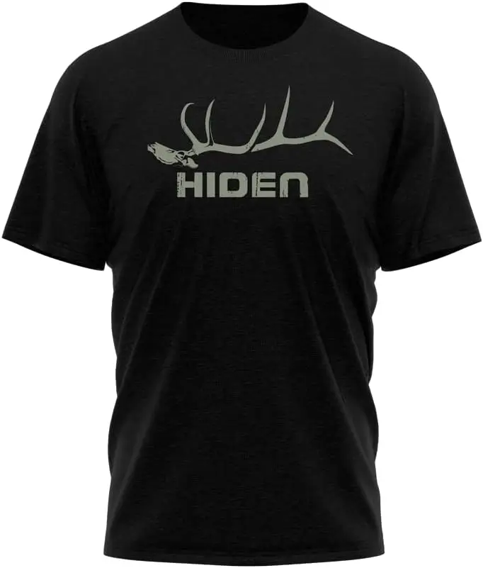 HIDEN Elk Antlers Graphic Hunting Shirts for Men, Hunter Skull T-Shirt