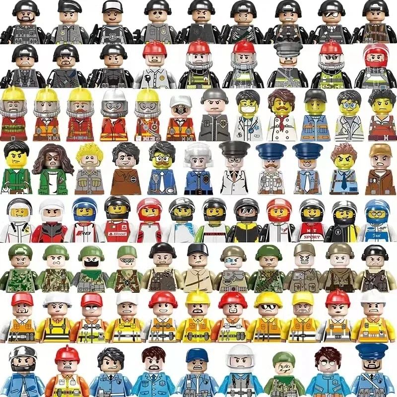 20-300pcs Random Norepeat Mini City Figures Movie Characters Worker Police Soldier Ninja Superheros Building Block Bricks Toy