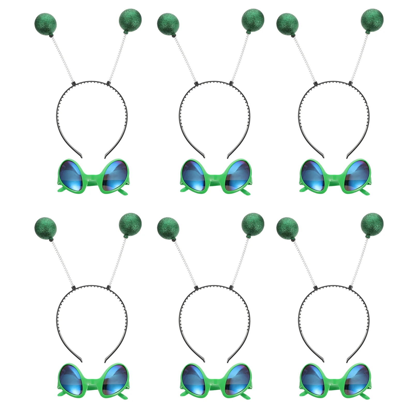 

12 Pcs Alien Saucer Man Funny Glasses Green Headbands Plastic Hair Accessories Costume Party Masquerade Cosplay Photo Props