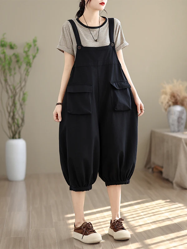 

High-End Women's Summer Fashionable Large Size Seven-Foot Pants Casual Thin Strap Loose Wide Leg Jeans High Waist Denim