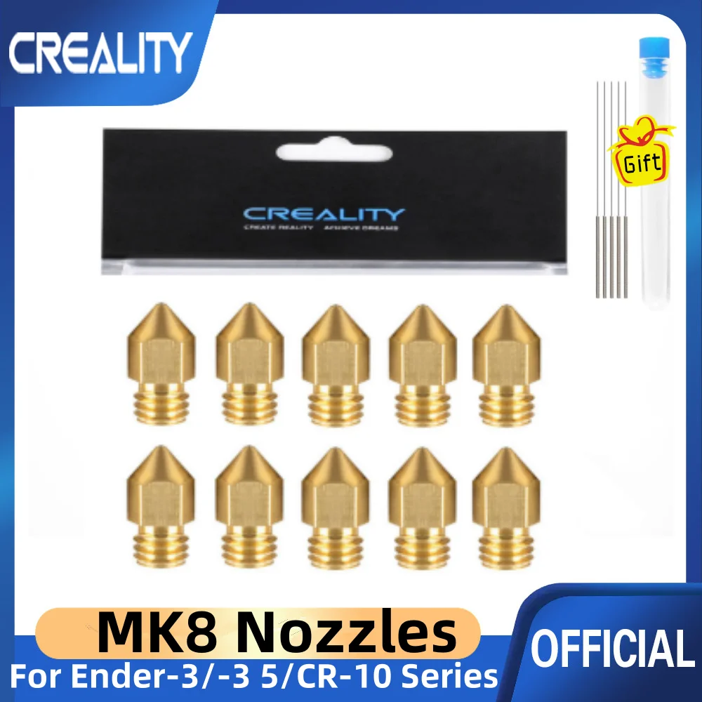 

Creality 10PCS 3D Printer MK8 Brass Nozzles 0.2/0.3/0.4/0.6/0.8/1.0mm Ender 3 Extruder Stainless Steel Nozzles for 3D Printers