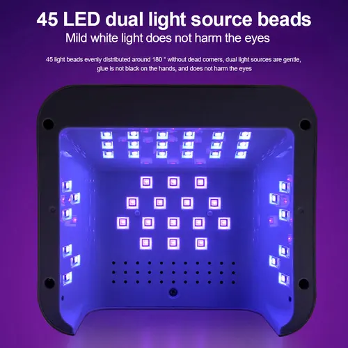 Imagen 2 del producto Lámpara UV para uñas de 45LED, secador de uñas de alta potencia con pantalla LCD inteligente, lámpara de secado de curado de Gel, herramienta de pedicura de Base extraíble para el hogar