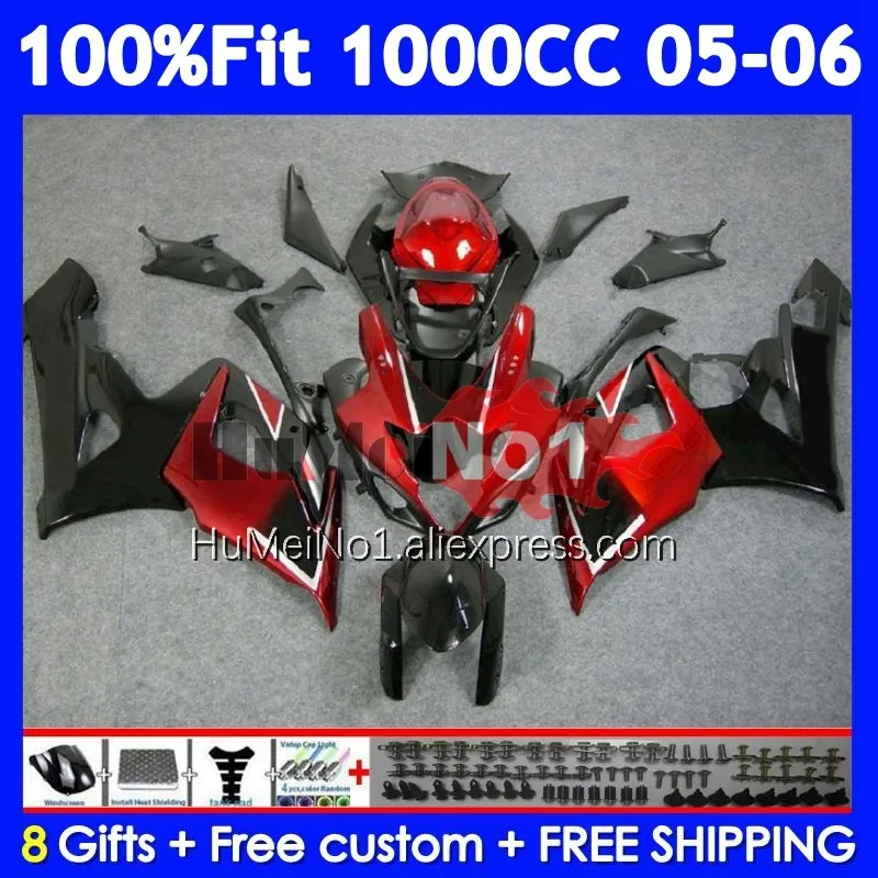 Metallic Red Injection Fairing For SUZUKI GSXR-1000 GSXR 1000 CC 1000CC 118No.0 GSX R1000 K5 GSXR1000 05 06 2005 2006 OEM Body