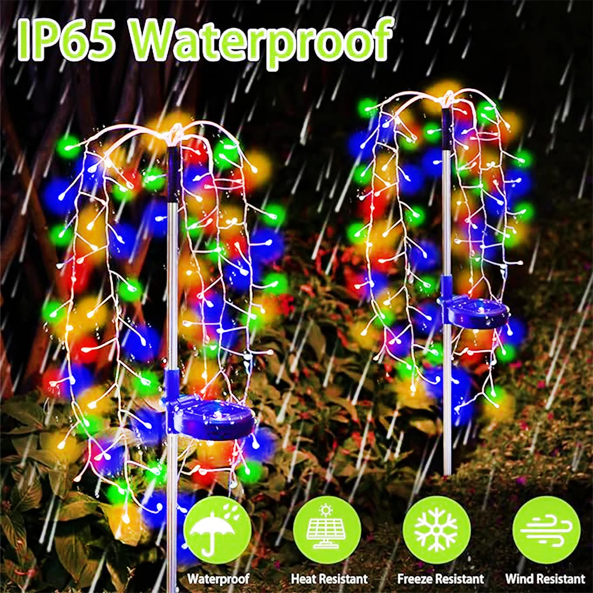 Imagem -03 - Solar Powered Willow Trees String Lights Modos de Iluminação 200 Leds Luzes Decorativas para Jardim ao ar Livre Terrace Path