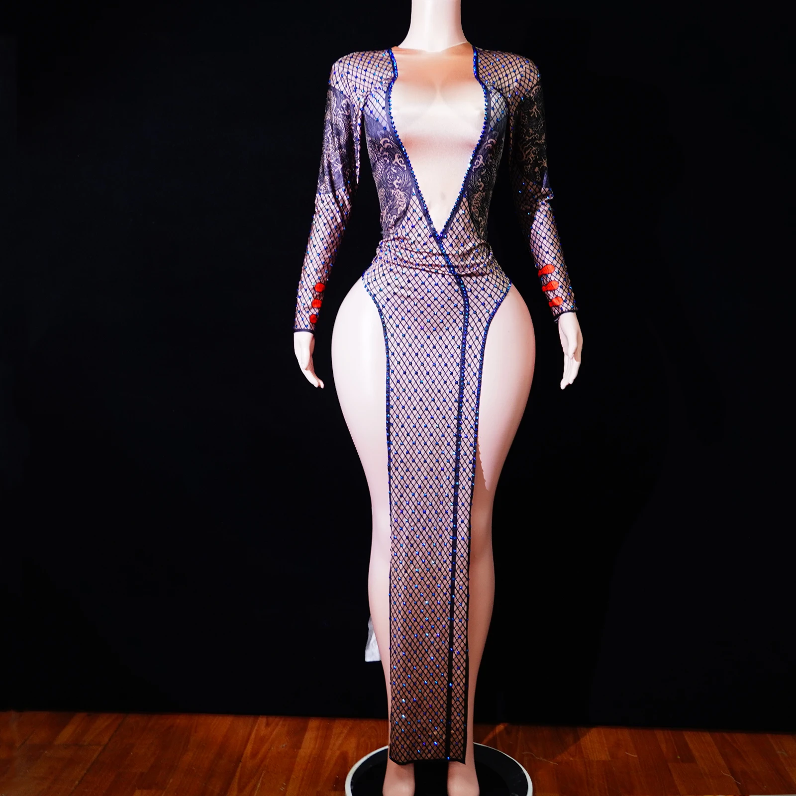 Clearance Handmade Sexy Rhinestone Stage Performance Costume Snug And Stretchy Dance Wear Nightclub Drag Queen