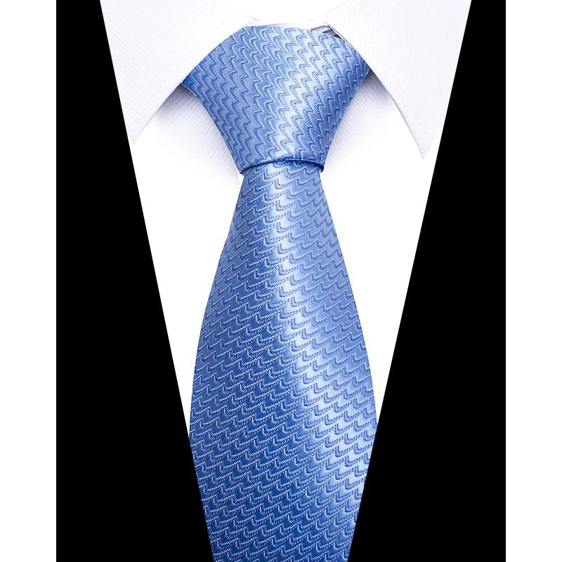 High Quality Tie For Men 8 cm Neck Tie Formal Clothing Plaid Glden Hombre Light Blue Birthday Gift Gravtas Fit Workplace