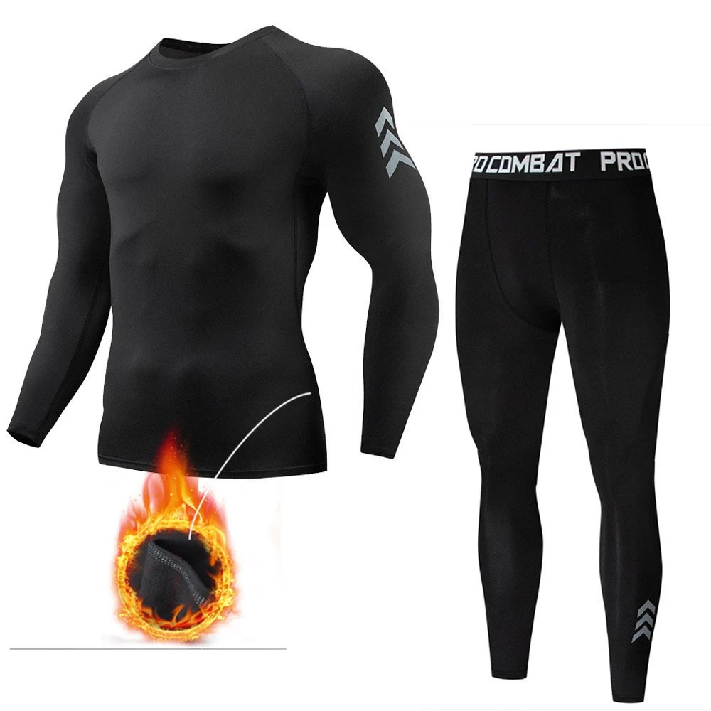 Men's Thermal Underwear Set: Fleece - Lined, Quick - Dry, Ideal for Fall/Winter Sports, Outdoor Activities and Fitness
