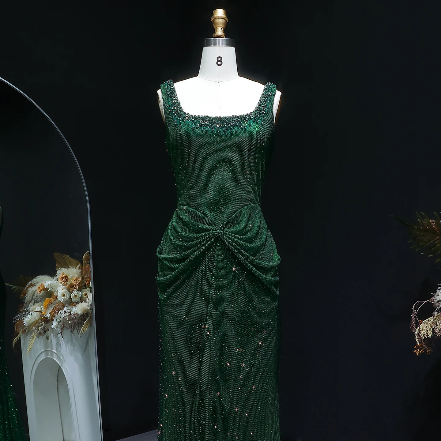 Sharon Said Arabisches Dubai Luxus Weinrotes Meerjungfrauenkleid mit Quadratischem Ausschnitt Saudi-Arabien Formelles Abendkleid für Abschlussball und Partys SS655 Maßanfertigung – Detail 9