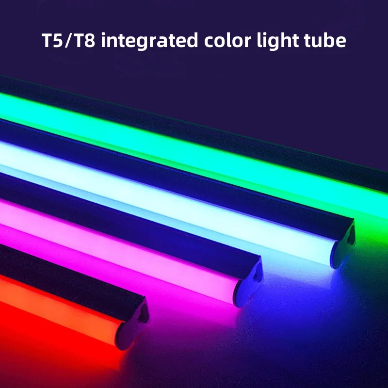 LED Tube T5 T8 Integrated Light 30cm 60cm LED Fluorescent Tube Wall Lamp colour Bulb Light Lampara 220V