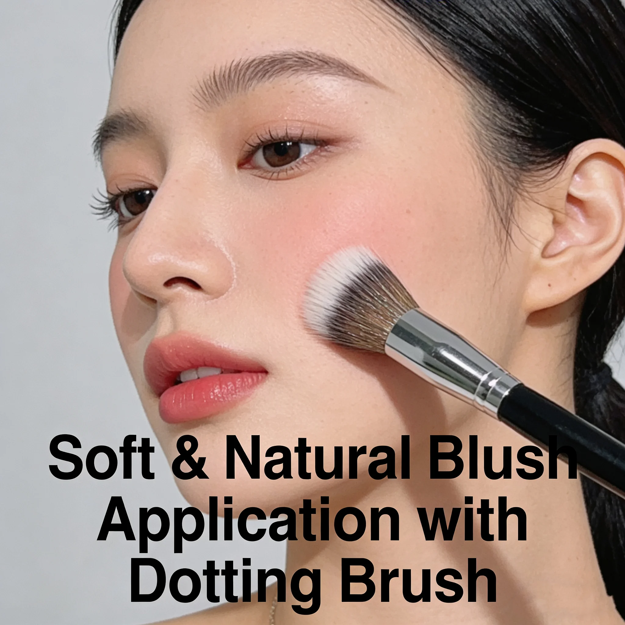 Single-use multi-functional face makeup brush for applying dots, blush, loose powder, and contouring.