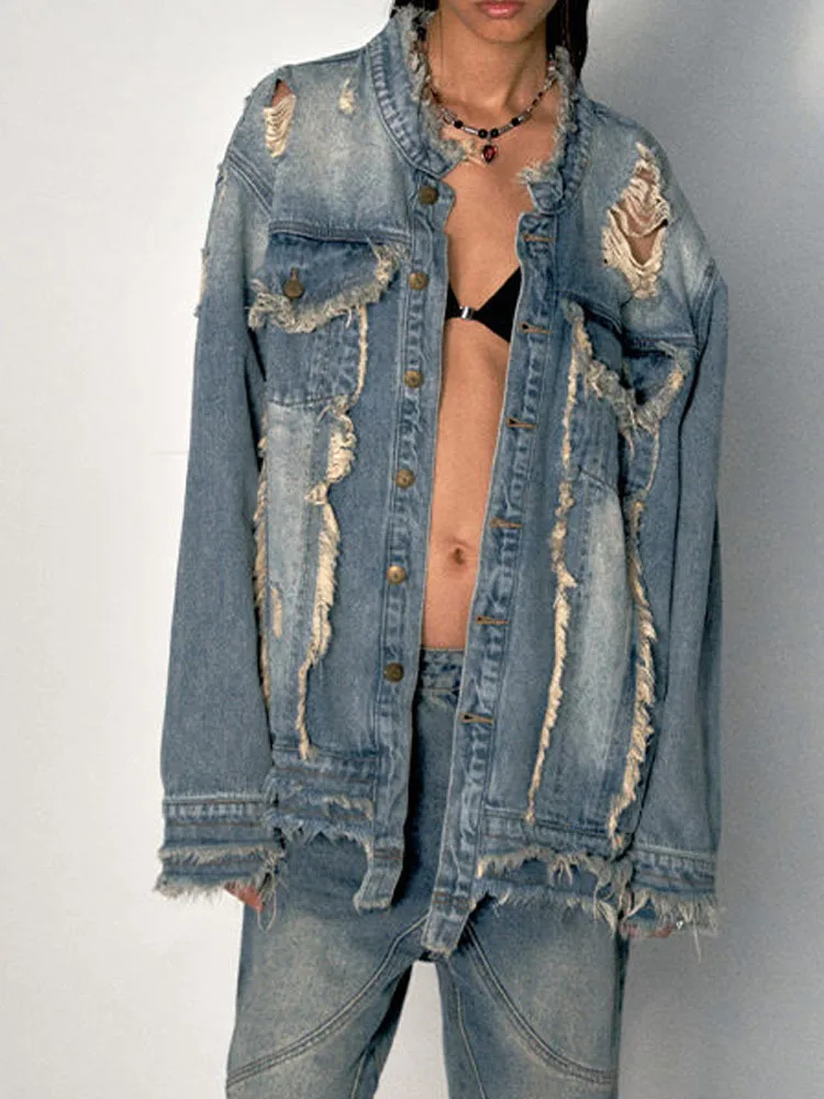 

Женская джинсовая куртка, стирающаяся старая куртка, модный топ для пар, демисезонная куртка, женские джинсовые куртки, Женское пальто 2024