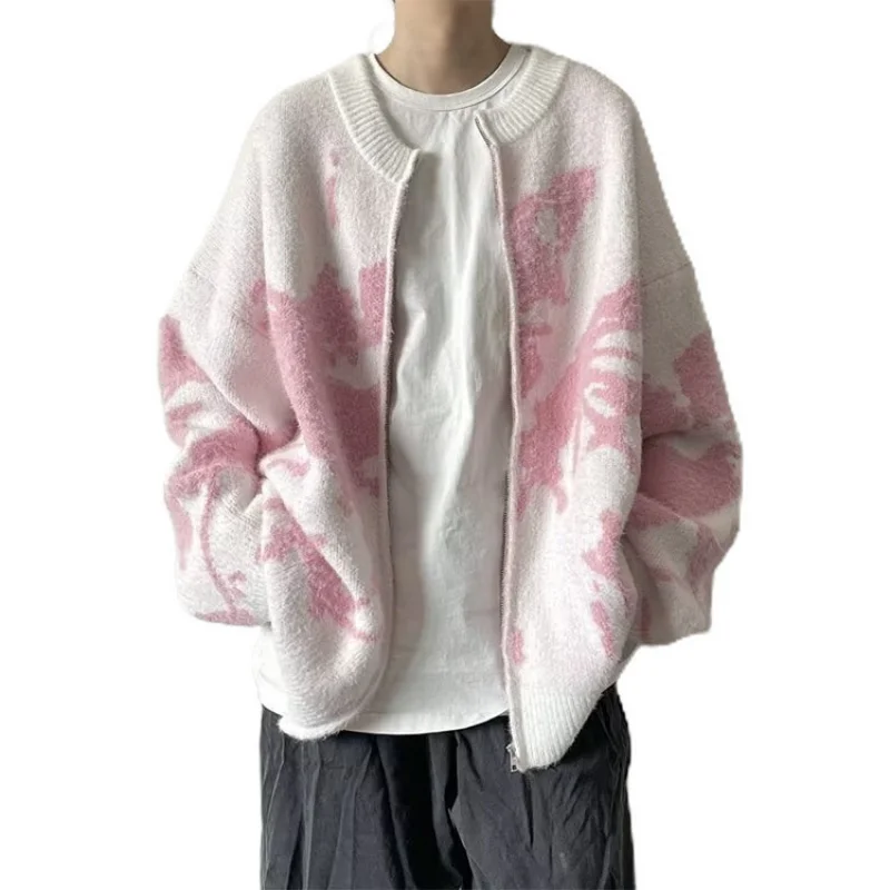 سترة صوفية رجالية من قماش الجاكار غير منتظمة مقاس كبير لخريف وشتاء