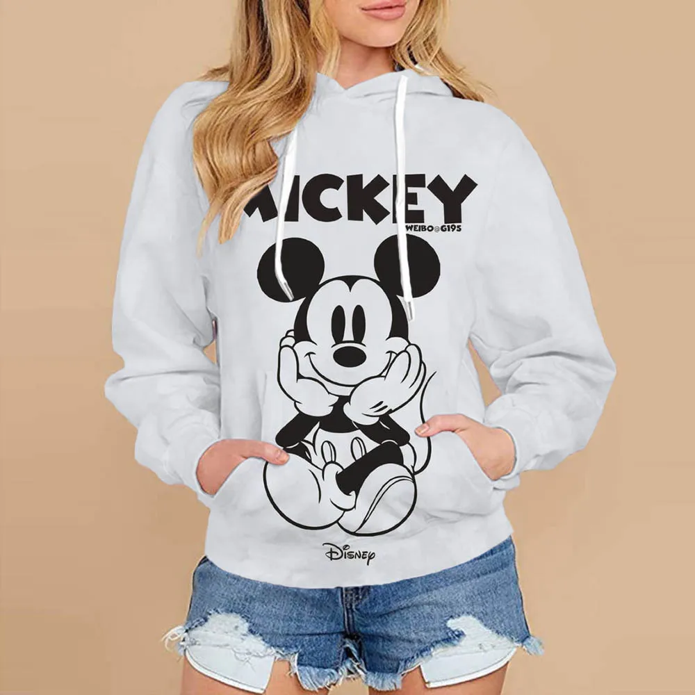 Women Sweatshirt Jacket Clothes Hoodies Women\'s Pockets Long Sleeve Pullovers Disney Minnie Mickey Mouse Female Tops