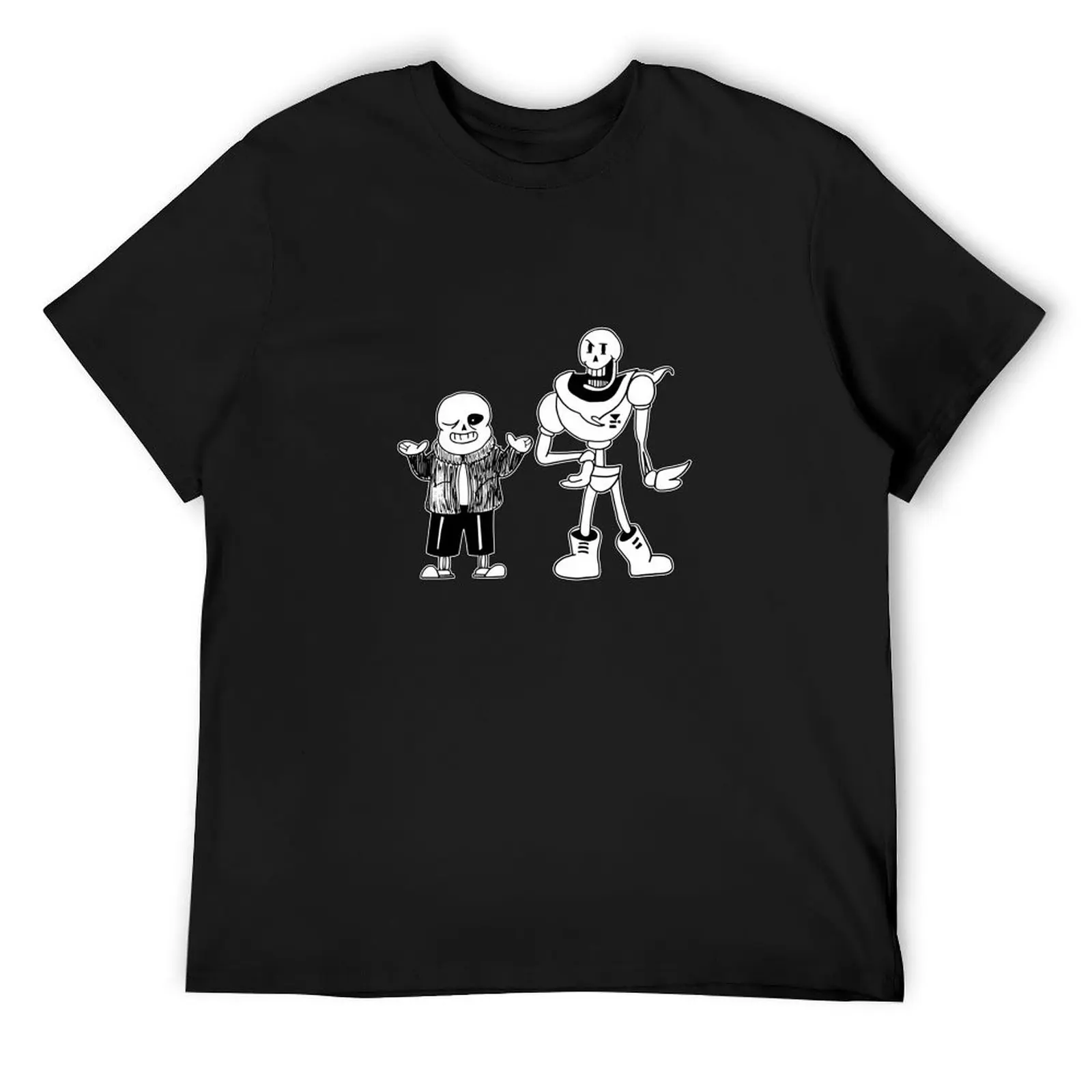 Sans and Papyrus Undertale Simple Black and White Design T-Shirt quick drying designer shirts mens champion t shirts