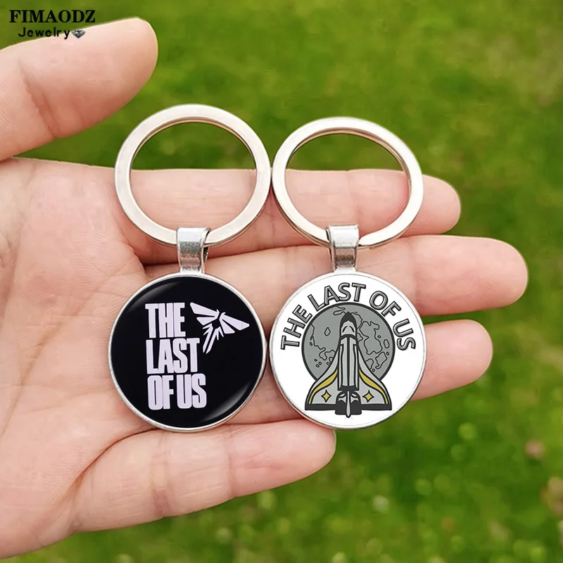 The Last Of Us Keychain Ellie Dogtag Joel Movie Figure Poster Glass Cabochon Pendant Key Chain for Men Women Car Accessories Gif