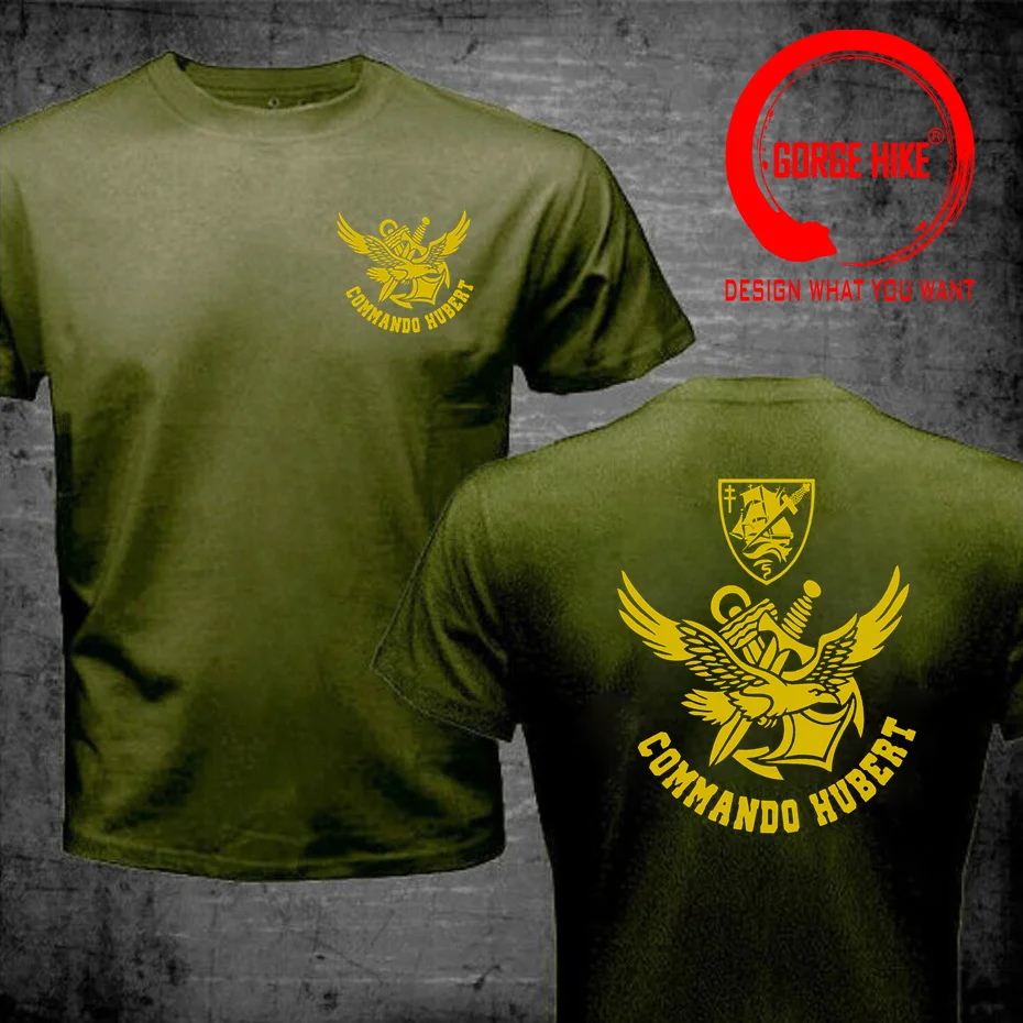 Summer T Shirts French Special Forces Marines Combat Swimmer Frogmen Commando Hubert Marine T-Shirt Double Side Printing T-Shirt