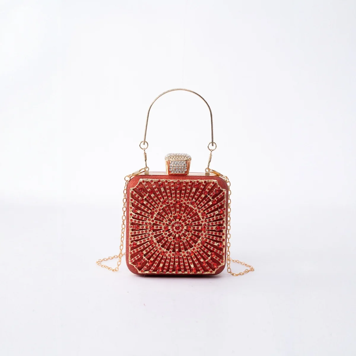 Clutch Bag Niche Diamond-Encrusted Dinner Bag Wedding Party Full Diamond Cheongsam Small Square Box Banquet Women's Bag view 4